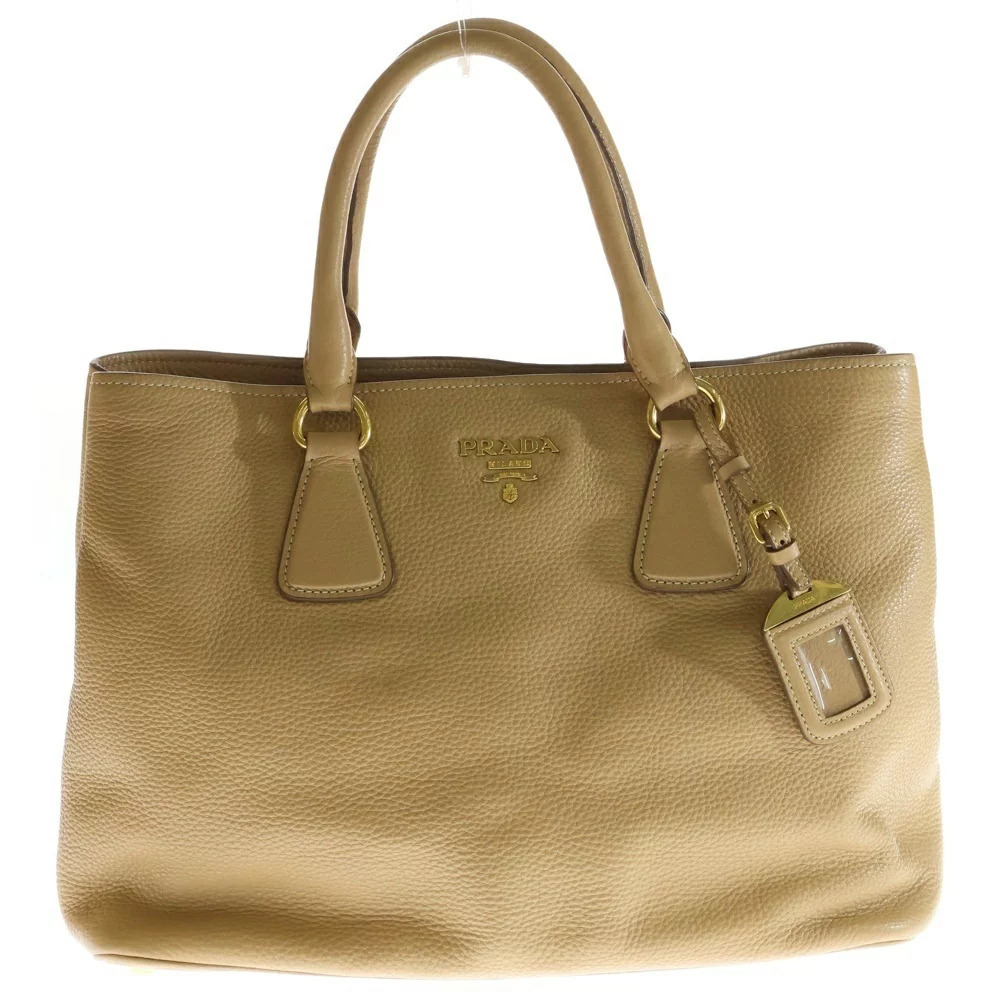 PRADA Vitello Daino Leather Hand Tote Bag Beige - Picture 1 of 6